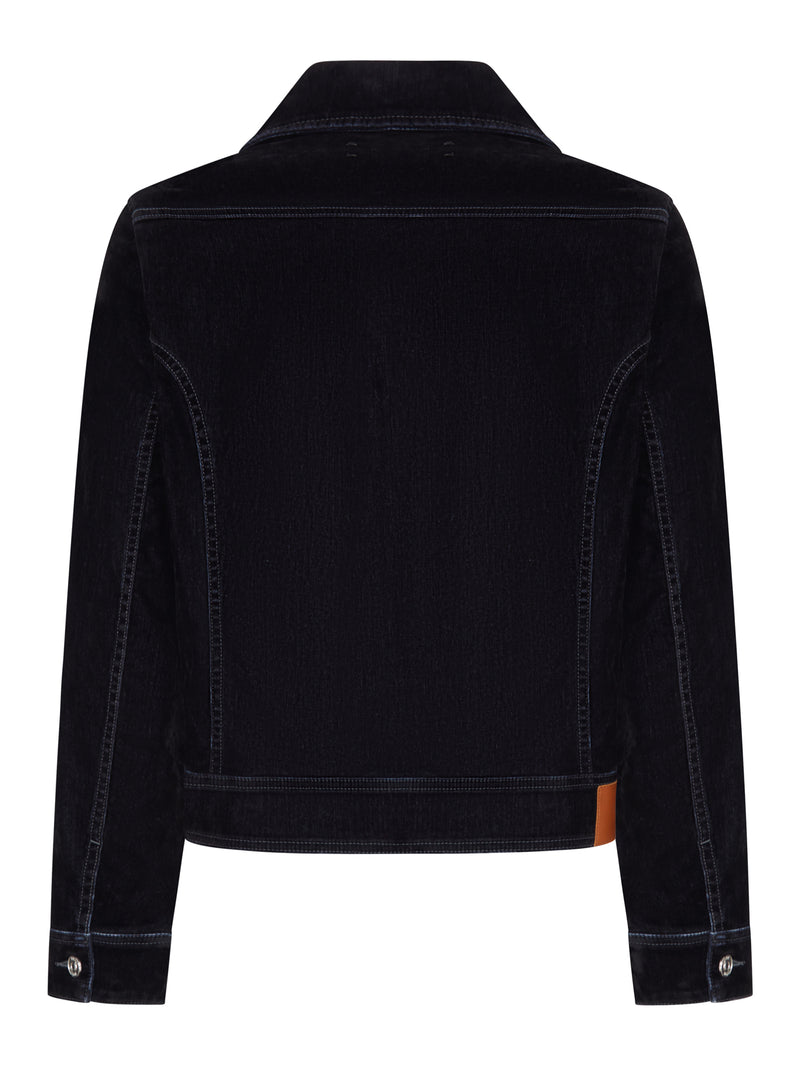 Amiri Men Flocked Denim Jacket With Embroidered Logo And Metal Buttons