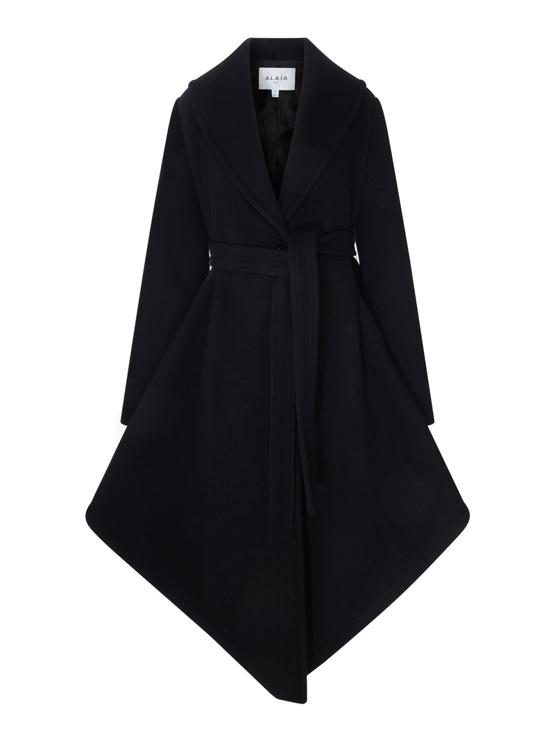 Alaia Women Black Asymmetric Coat With Belt