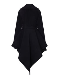 Alaia Women Black Asymmetric Coat With Belt