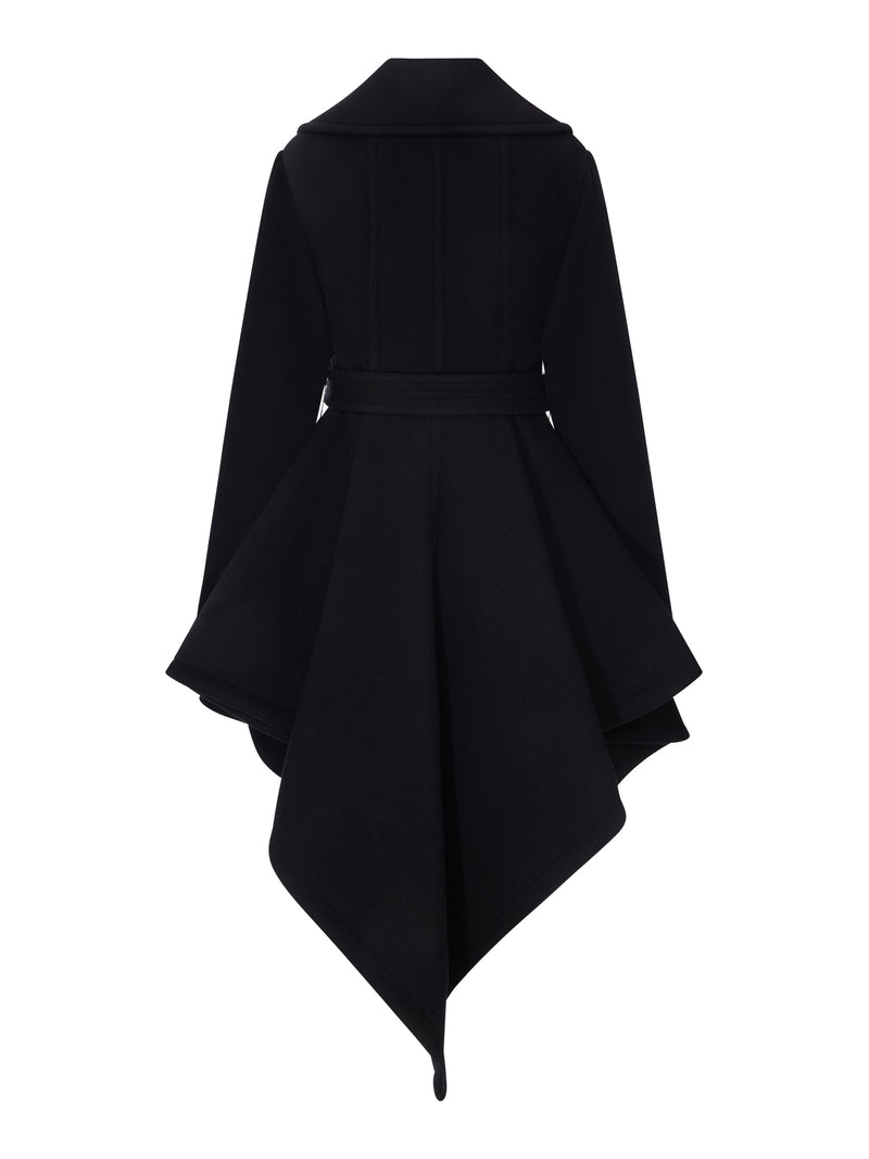 Alaia Women Black Asymmetric Coat With Belt