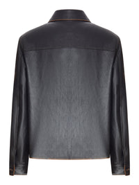 Bottega Veneta Men Woven Leather Jacket With A Vintage Look