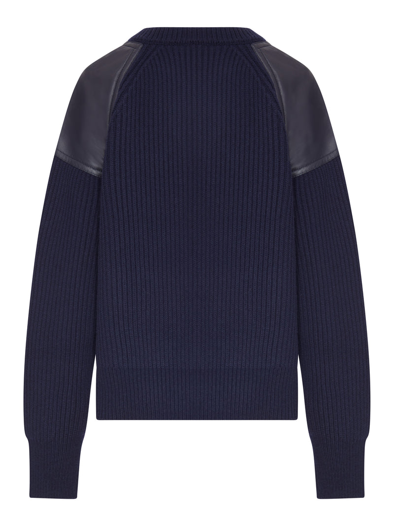 Bottega Veneta Women Sweater With Leather Inserts And Side Zip