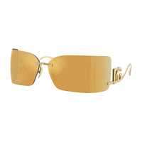 Dolce & Gabbana Sunglasses Square Rimless, Gold Frame and Brown with Gold Mirror Lens DG231902/5A