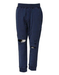 Dsquared² Blue Cotton Mid Waisted Jogger Women's Pants