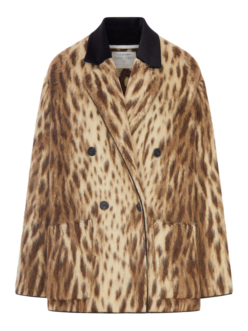 Forte Forte Women Short Coat In Virgin Wool And Alpaca Blend “Royal Leopard” Gold