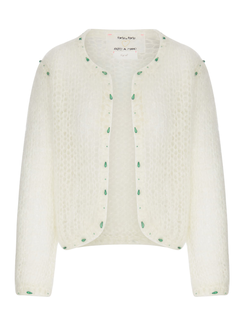 Forte Forte Forte Forte Women Short Cardigan In Openwork Knit With Embroidery