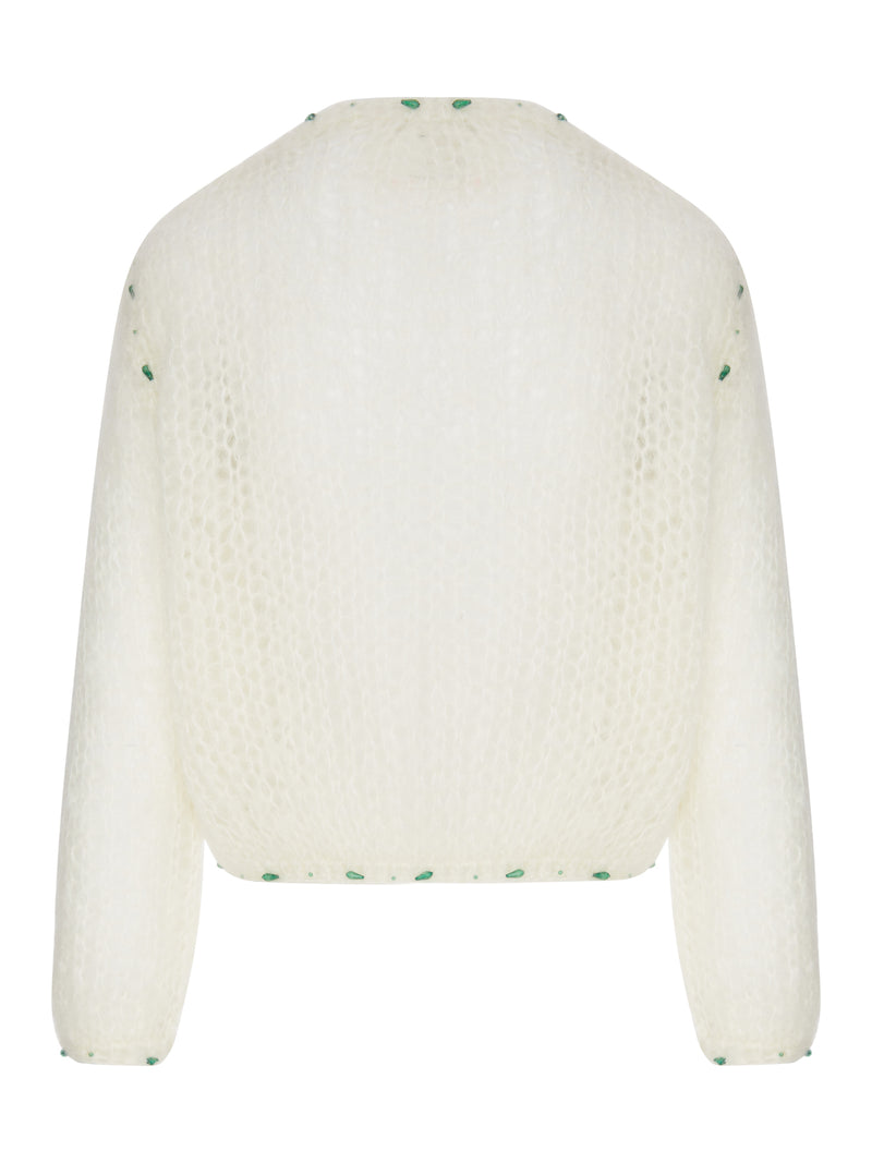 Forte Forte Forte Forte Women Short Cardigan In Openwork Knit With Embroidery