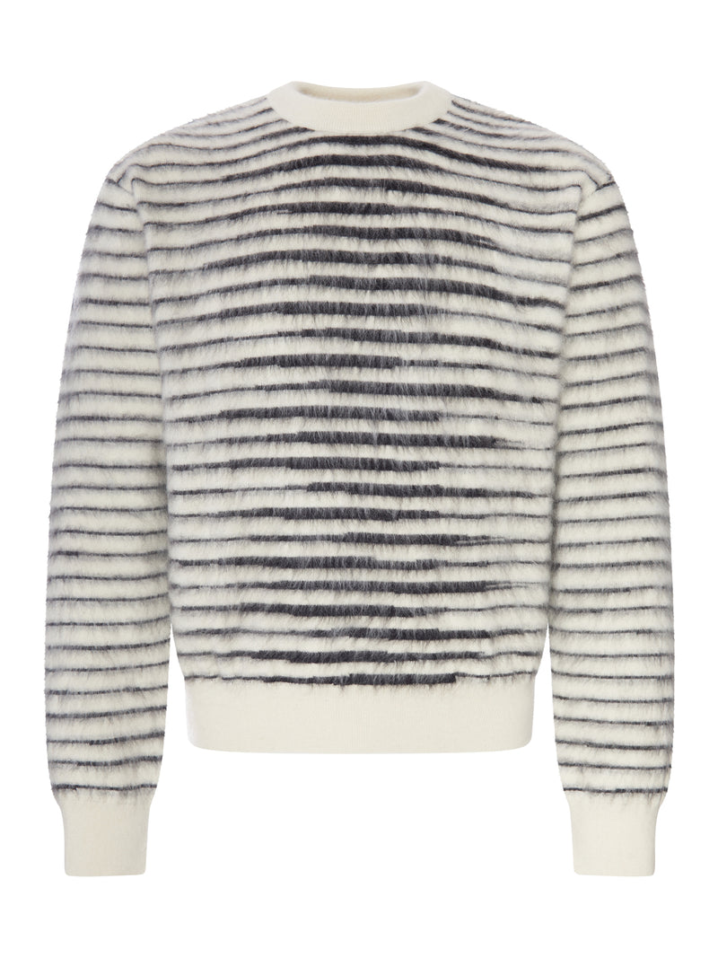 Tom Ford Tom Ford Men Striped Crew Neck Sweater With Hairy Effect