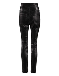 Dolce & Gabbana Black Cotton Stretch Silver Lurex Thread Women's Pants