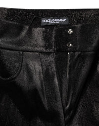 Dolce & Gabbana Black Cotton Stretch Silver Lurex Thread Women's Pants