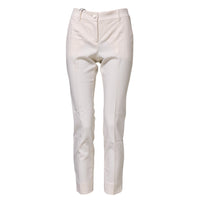 Dolce & Gabbana White Wool Tapered High Waist Women's Pants