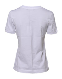 Dolce & Gabbana White Cotton Round Neck Short Sleeves Women's T-shirt