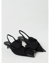 Balenciaga Knotted Slingback Pumps Kitten Heel Women Black High Heel Shoes