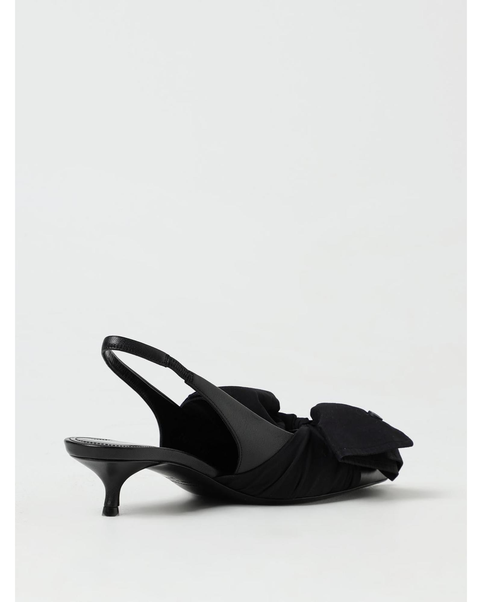 Balenciaga Knotted Slingback Pumps Kitten Heel Women Black High Heel Shoes