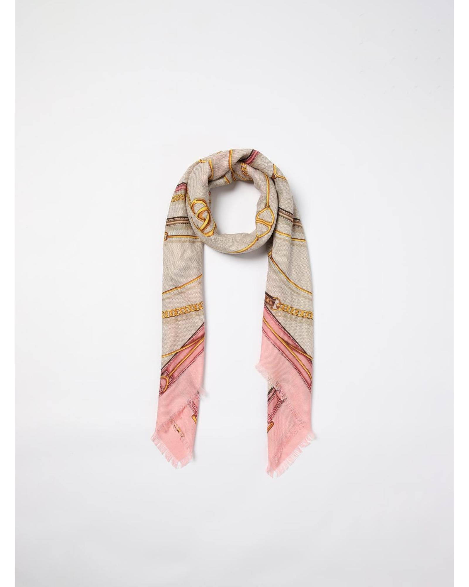 Gucci Silk Scarf Chain Pattern Men Pink Scarves & Shawls