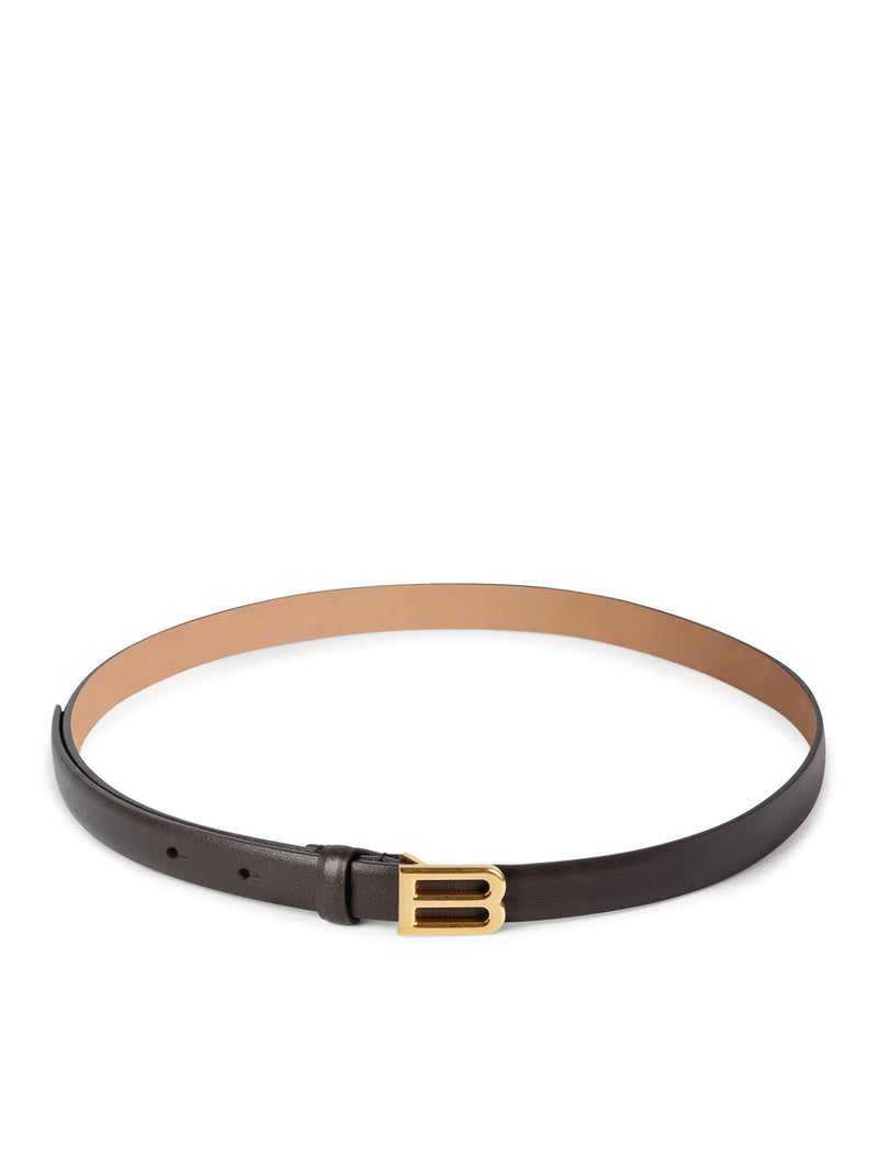 Balenciaga Balenciaga Women Bolero B Belt In Smooth Mocha Calfskin With Antique Gold-Tone Hardware