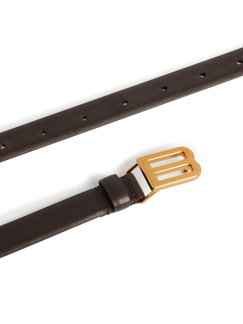 Balenciaga Balenciaga Women Bolero B Belt In Smooth Mocha Calfskin With Antique Gold-Tone Hardware