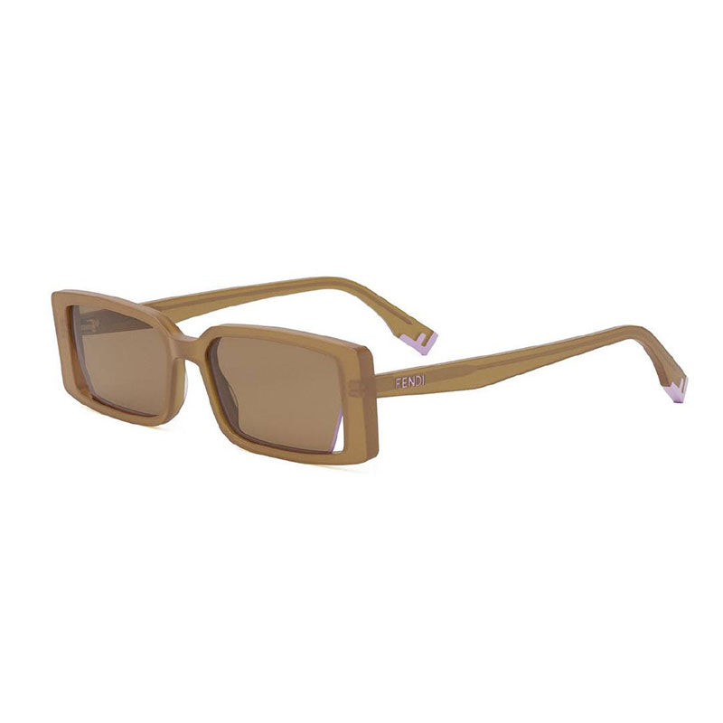 Fendi Fendi Sunglasses Rectangle Full Rim, Shiny Orange Frame and Brown Lens FE40164I44J