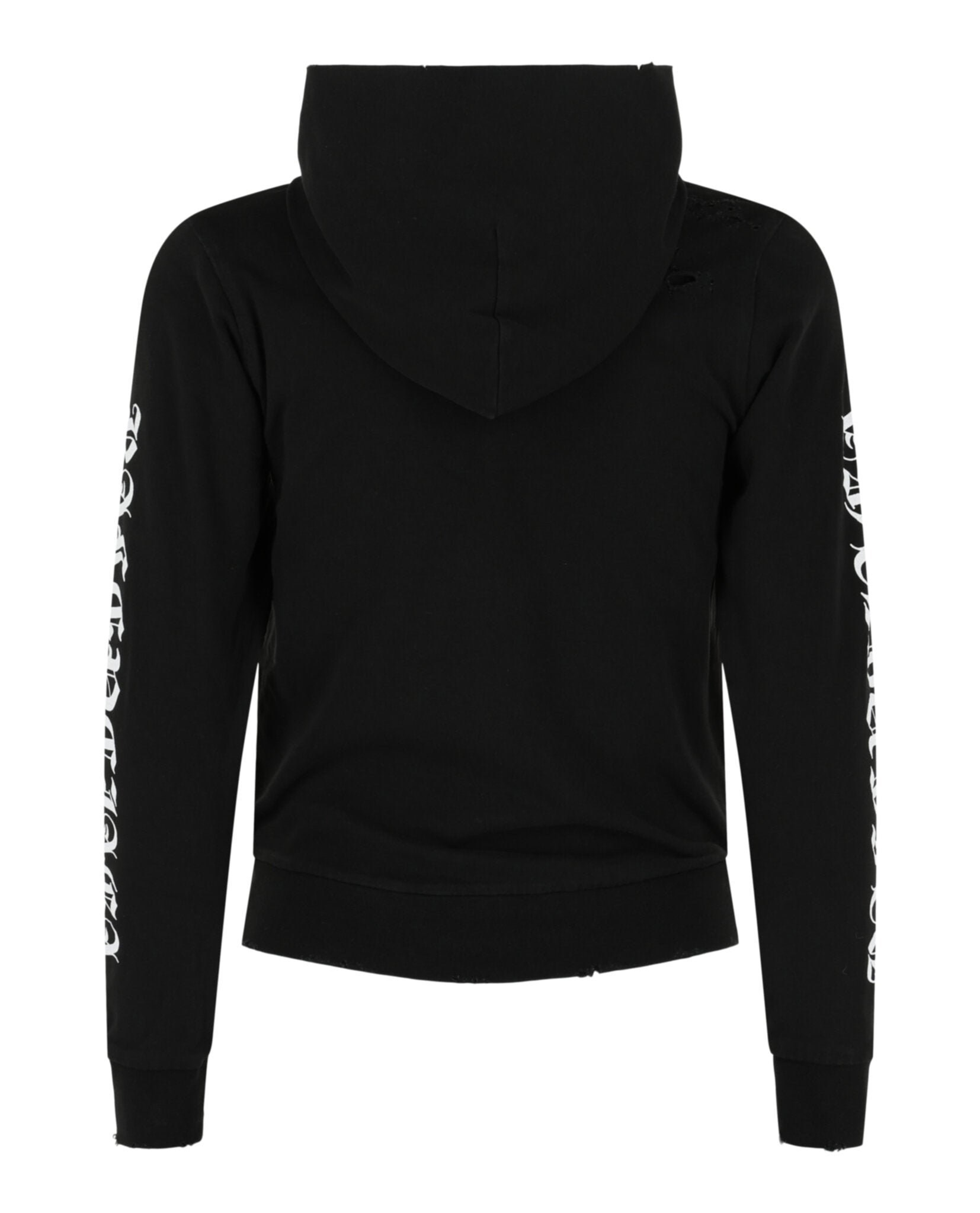 Balenciaga Womens Distressed Print Logo Zip-Up Hoodie