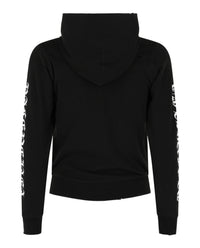 Balenciaga Womens Distressed Print Logo Zip-Up Hoodie