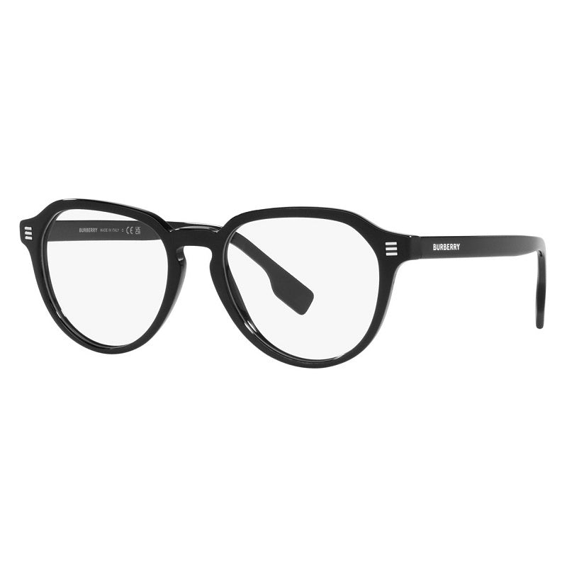 Burberry Eyeglasses Round Full Rim, Black Frame and Clear Demo Lenses Lens BE23683001