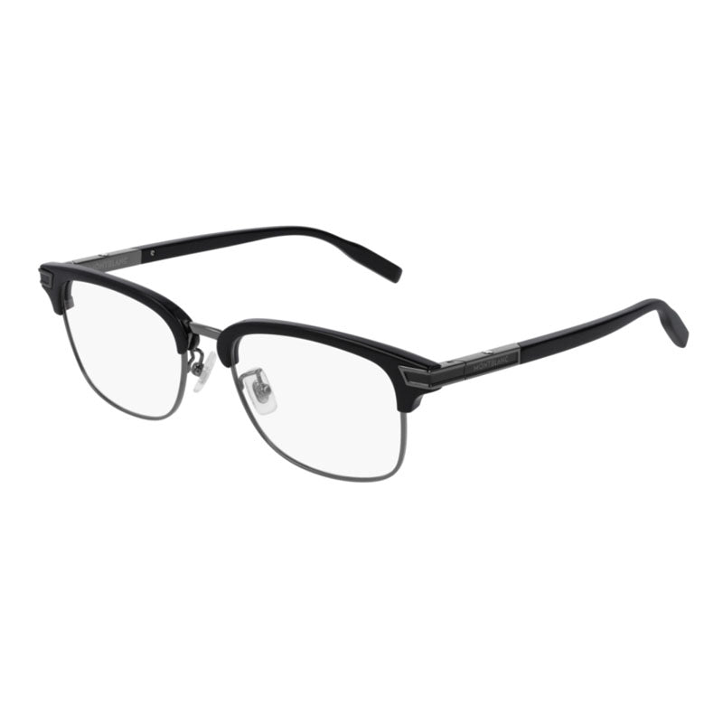 Montblanc Eyeglasses Rectangle Full Rim, Shiny Black Frame and Clear Demo Lens Lens MB0043O001