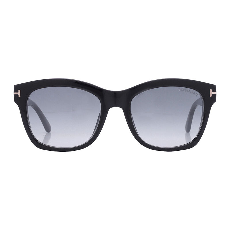 Tom Ford Sunglasses Cat Eye Full Rim, Shiny Black Frame and Gradient Burgundy Polarized Lens FT061401H