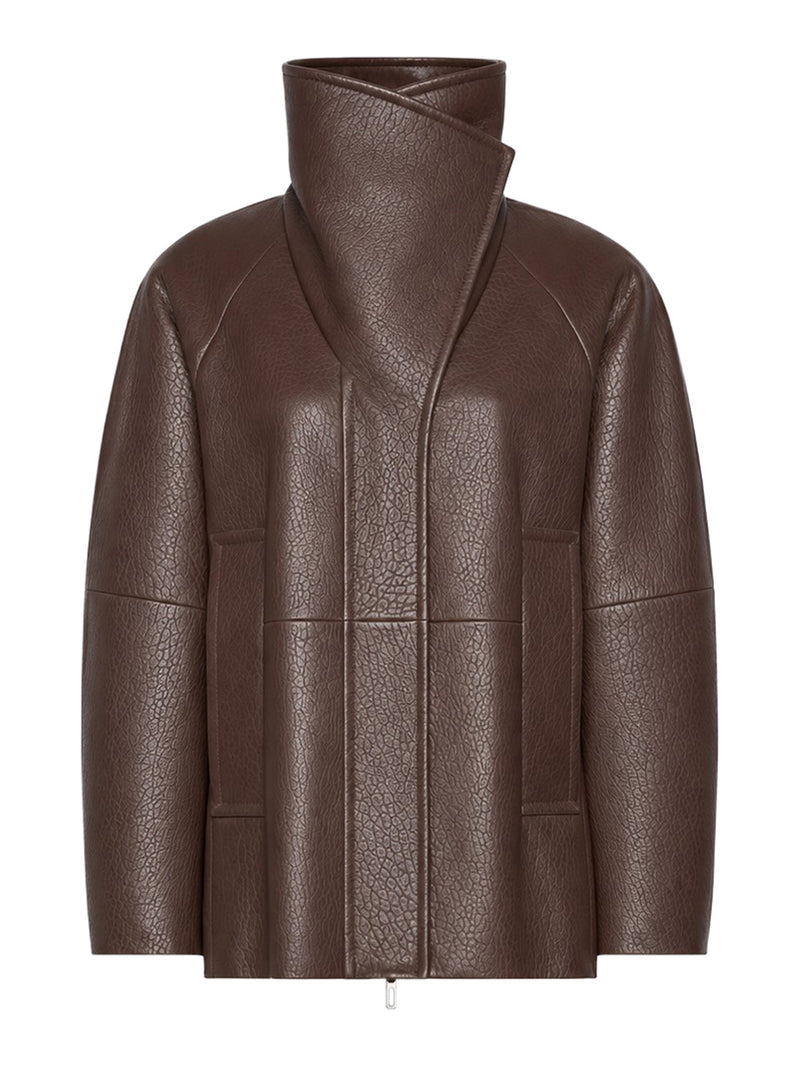 Sportmax Sportmax Women Moka Leather Salaggio Jacket