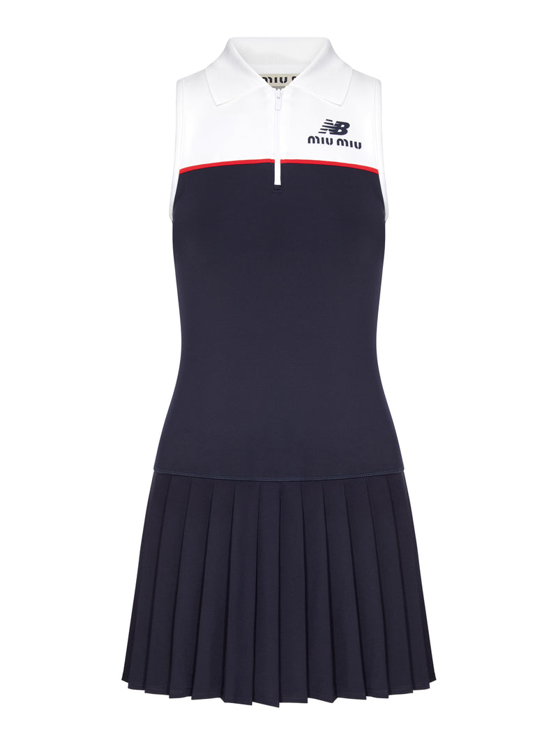 Miu Miu Miu Miu Women New Balance X Miu Miu Sleeveless Polo-Neck Dress With Pleated Skirt, Featuring Coco Gauff