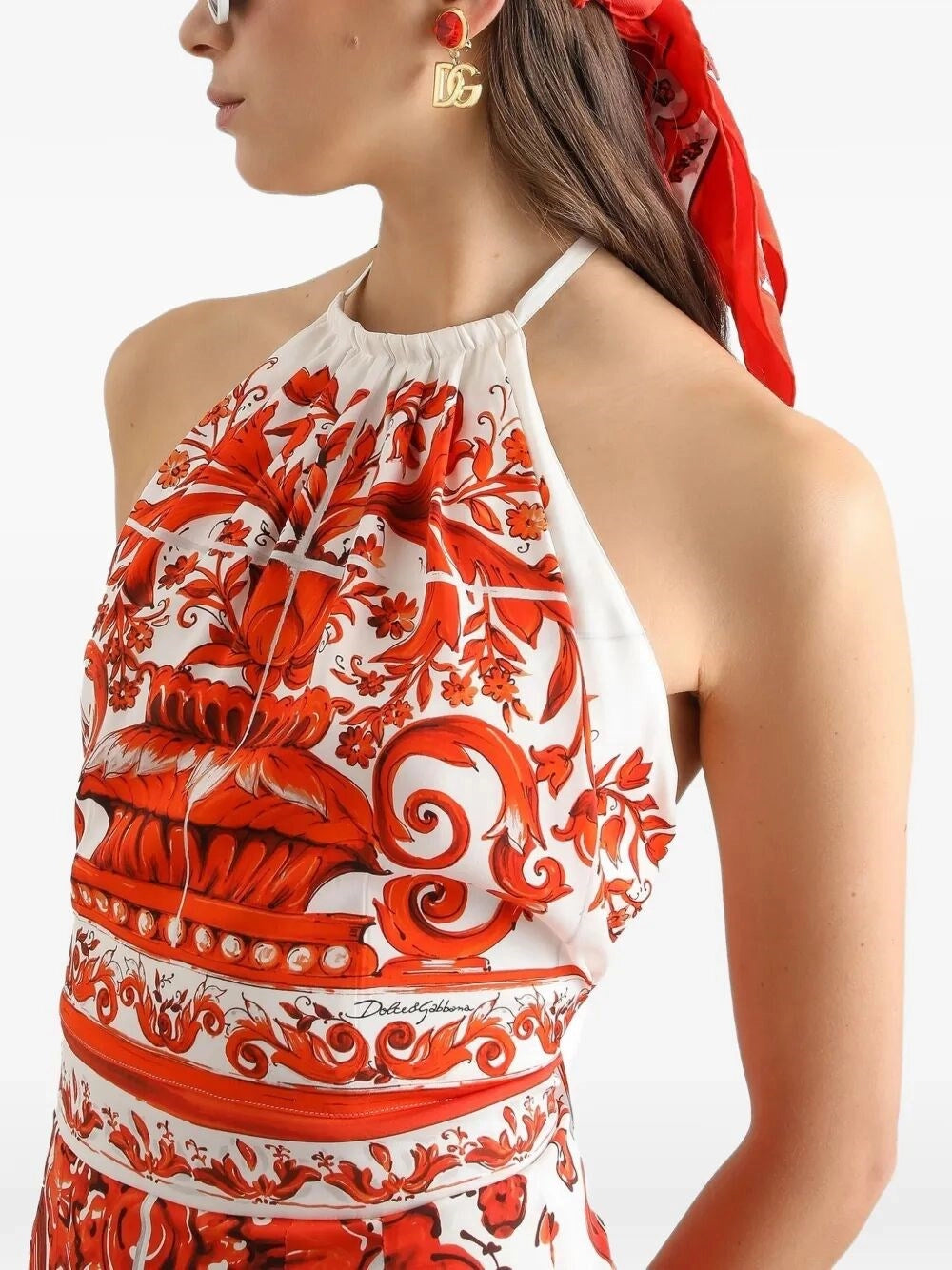 Dolce & Gabbana Women Majolica-Print Charmeuse Top