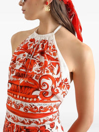 Dolce & Gabbana Women Majolica-Print Charmeuse Top
