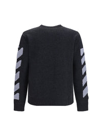 Off-White Men Diag Fuzzy Crewneck Sweater