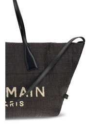 BALMAIN Balmain Women Track Shoulder Bag In Leather And Raffia