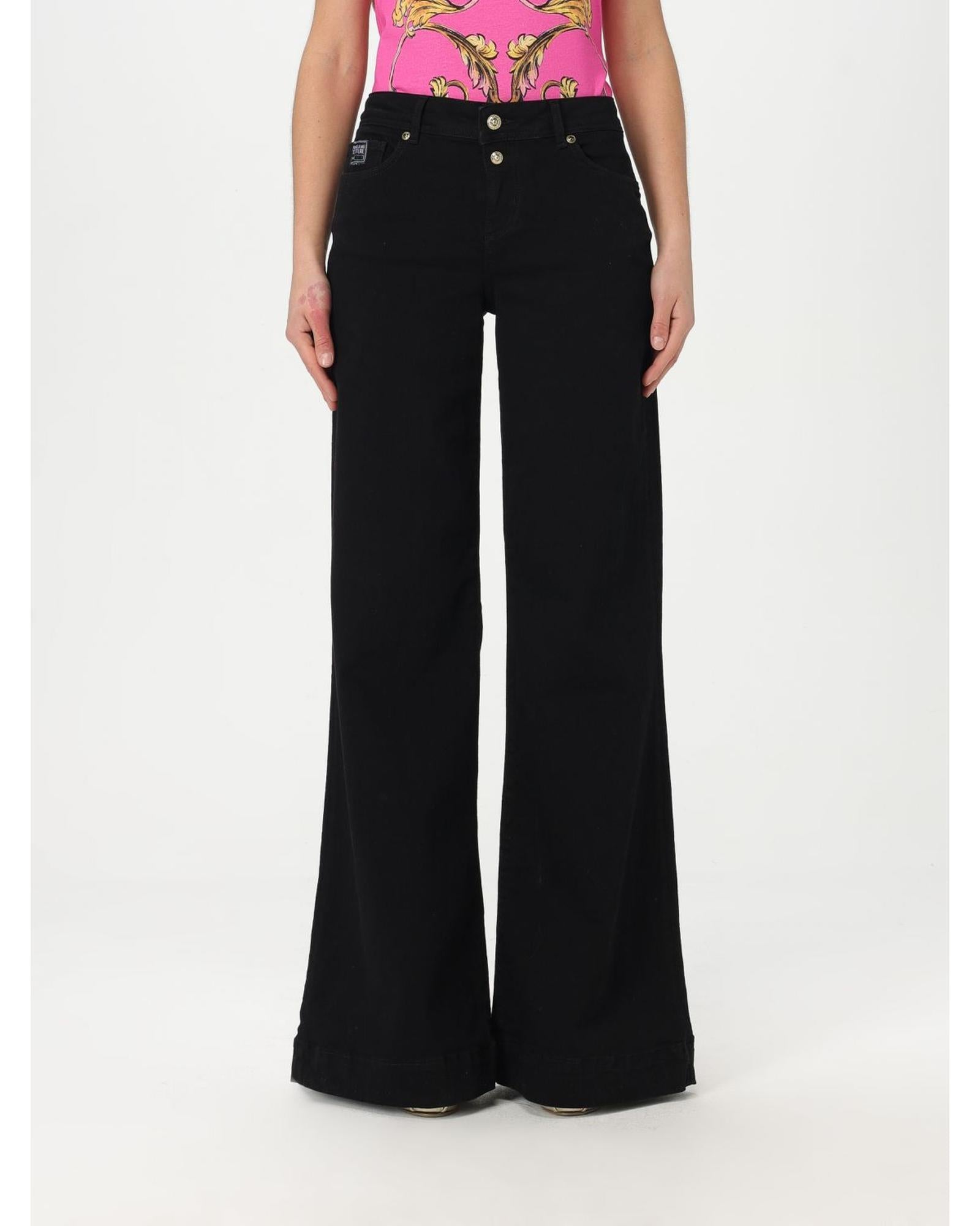 パンツ VERSACE JEANS COUTURE Woman Pants Black 78HAB561CDW00 909 Versace Jeans Couture Flare Jeans Wide Leg Women Black – Bluefly