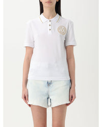 Versace Jeans Couture Polo Shirt with Embroidered Logo Women White Polo Shirts