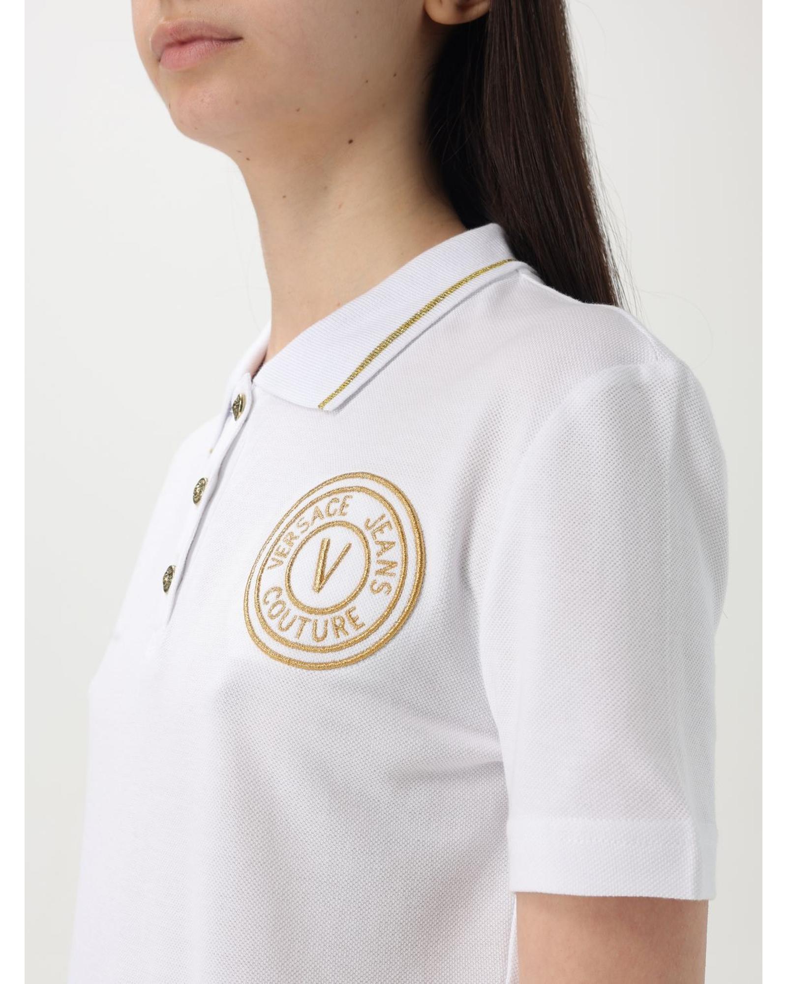 Versace Jeans Couture Polo Shirt with Embroidered Logo Women White Polo Shirts