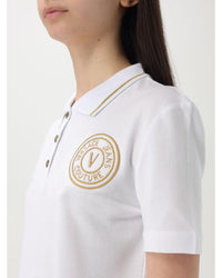 Versace Jeans Couture Polo Shirt with Embroidered Logo Women White Polo Shirts