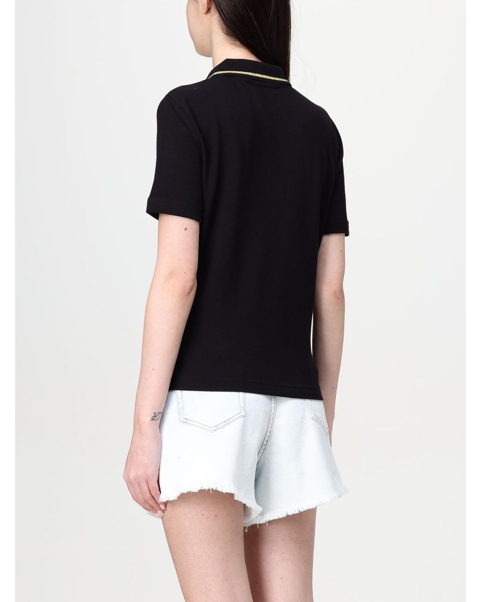 Versace Jeans Couture Polo Shirt Short Sleeve Logo Women Black Polo Shirts