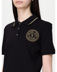 Versace Jeans Couture Polo Shirt Short Sleeve Logo Women Black Polo Shirts
