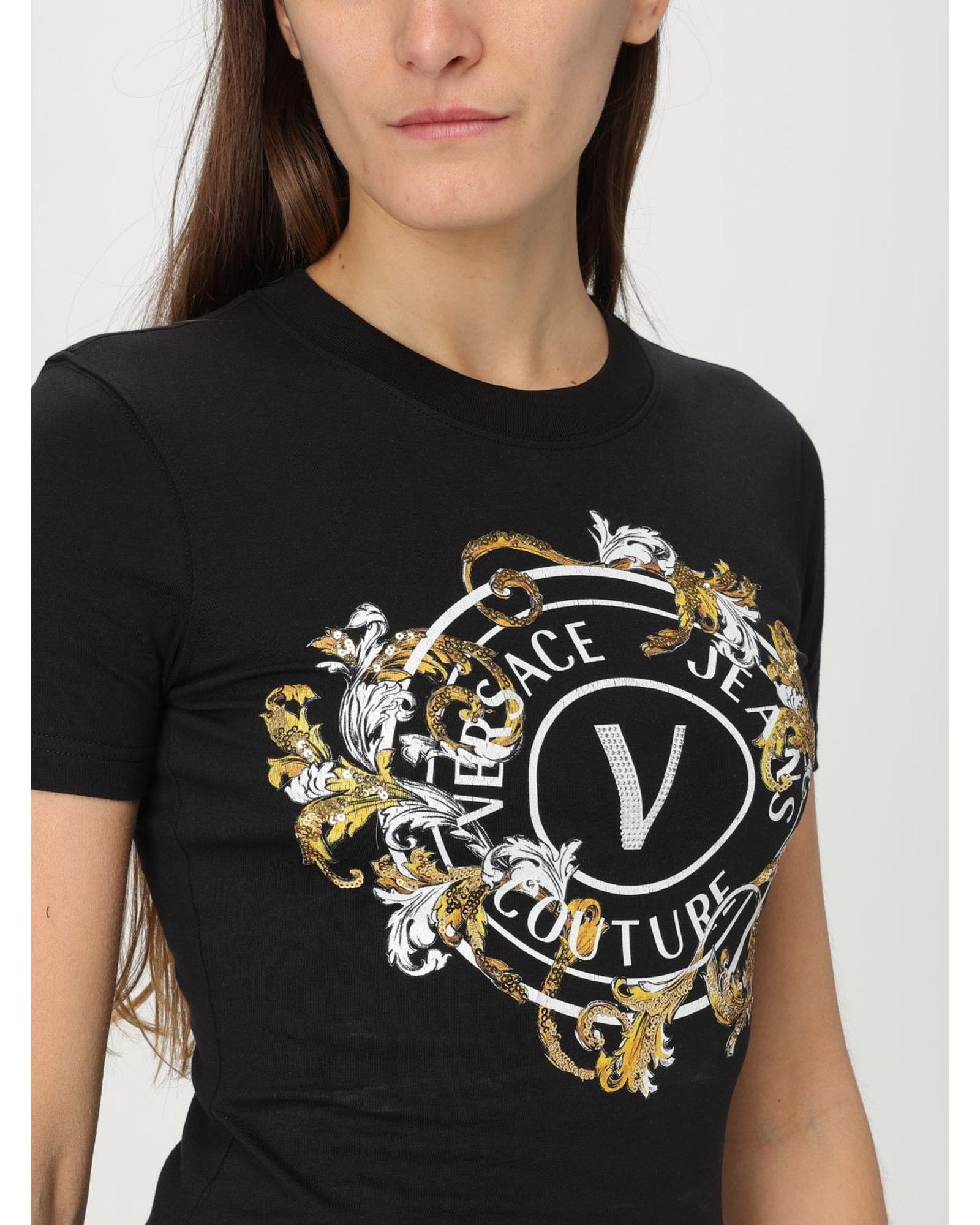 Versace Jeans Couture Couture Logo Slim Fit Tee Women Black T-Shirts
