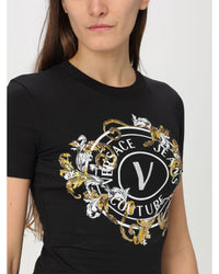 Versace Jeans Couture Couture Logo Slim Fit Tee Women Black T-Shirts