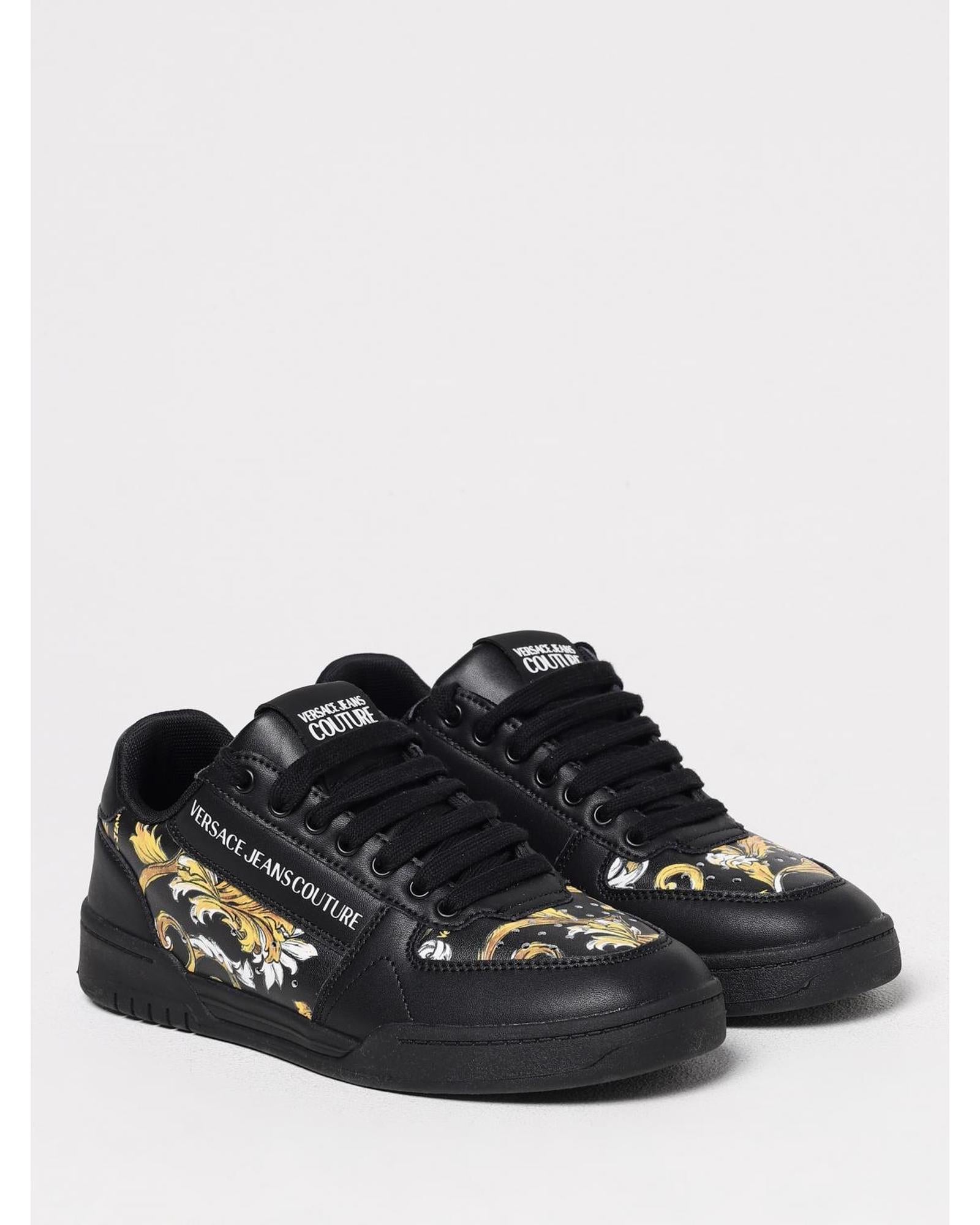 Versace Jeans Couture Baroque Print LowTop Sneakers Men Black