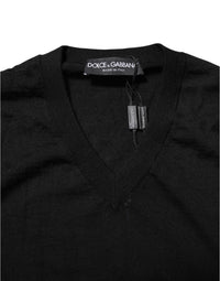 Dolce & Gabbana Dark Gray Embroidered Logo Pullover Men's Sweater