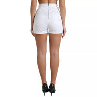 Dolce & Gabbana White Front Lace High Waist Hot Pants Women's Shorts