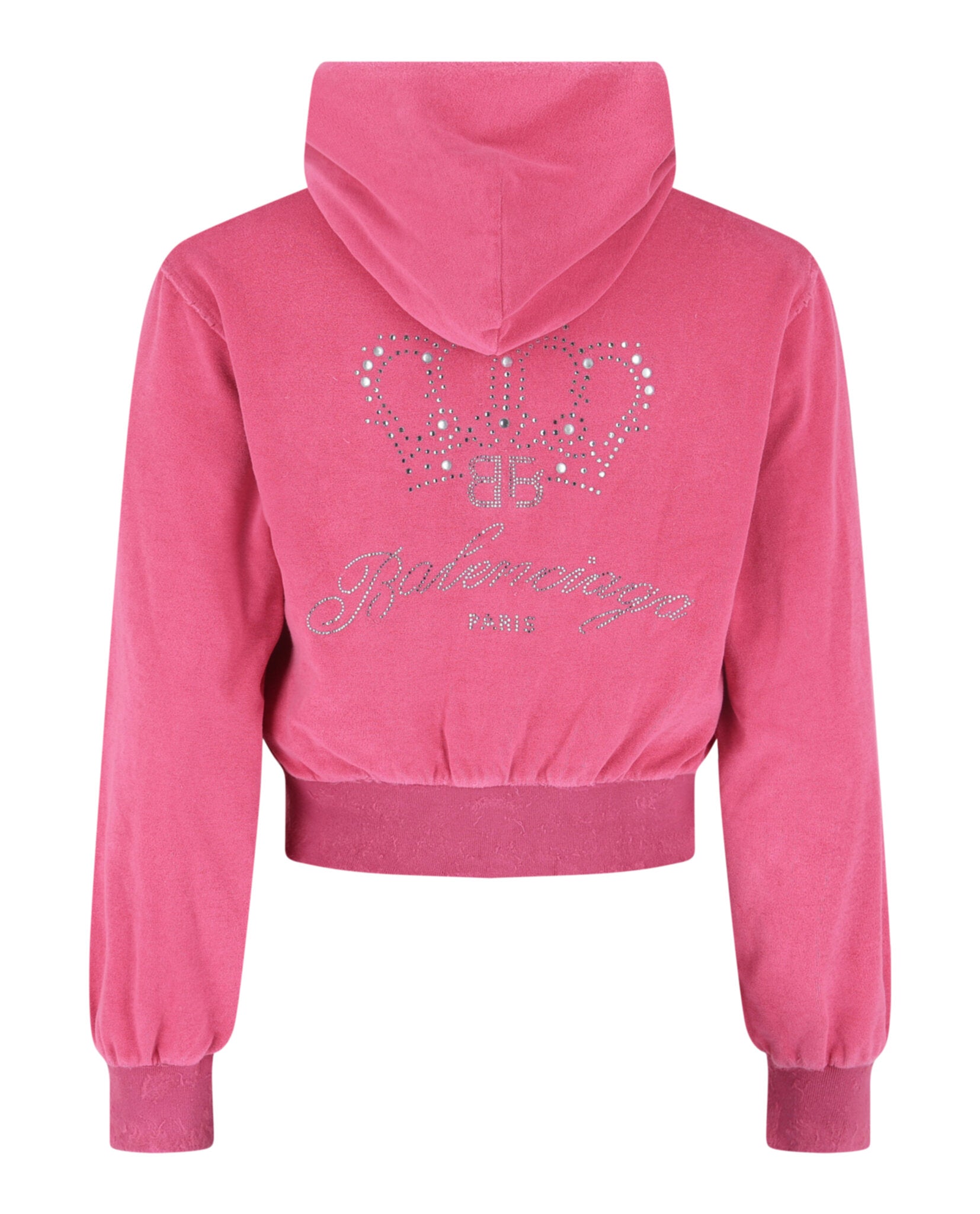 Balenciaga Womens Cropped Rhinestone Tracksuit Jacket