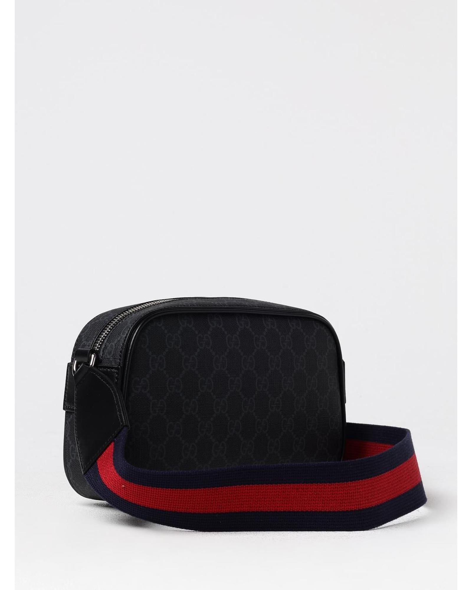 Gucci GG Supreme Messenger Bag with Zip Closure Men Black Shoulder Bags