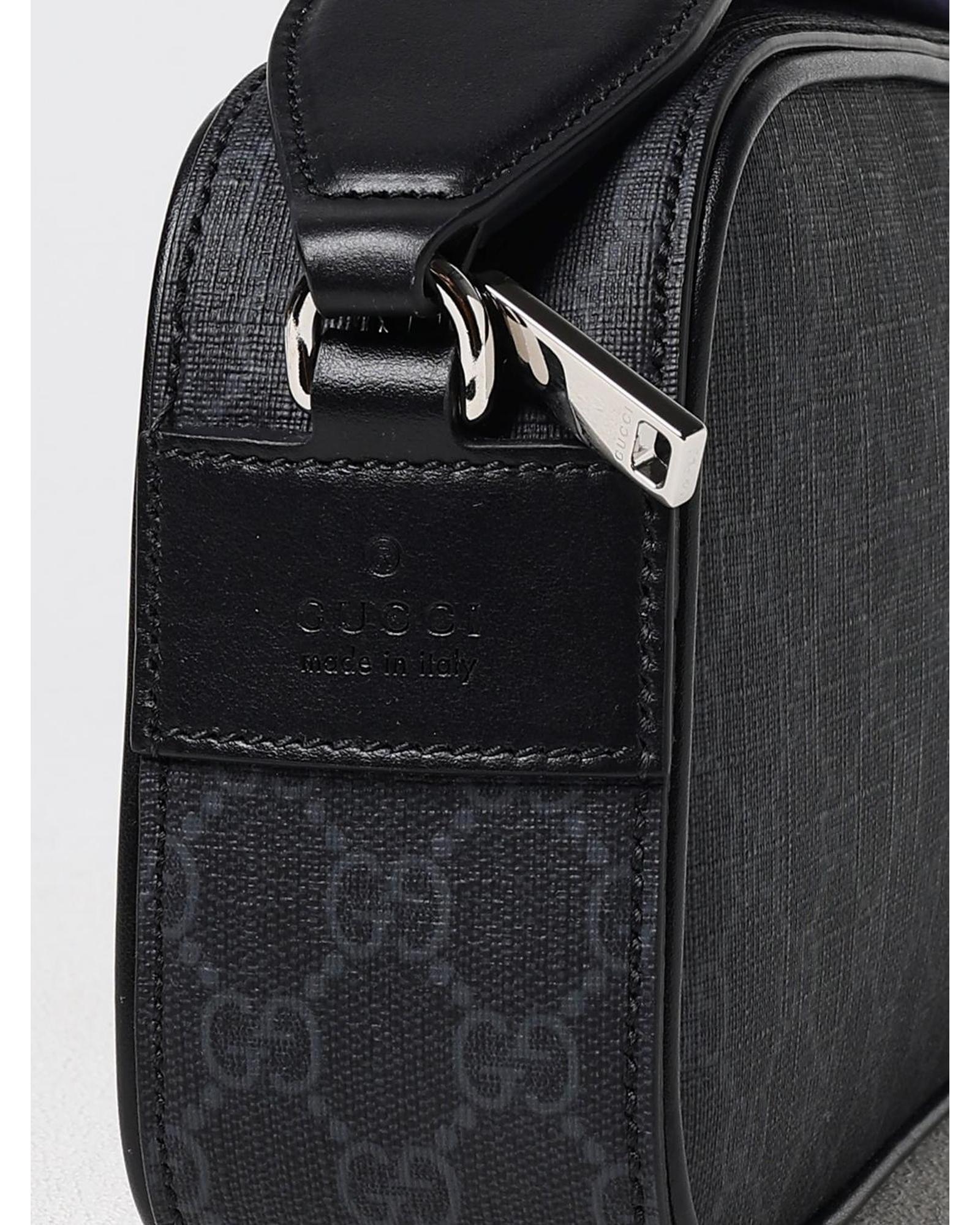Gucci GG Supreme Messenger Bag with Zip Closure Men Black Shoulder Bags