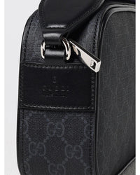 Gucci GG Supreme Messenger Bag with Zip Closure Men Black Shoulder Bags