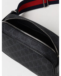 Gucci GG Supreme Messenger Bag with Zip Closure Men Black Shoulder Bags