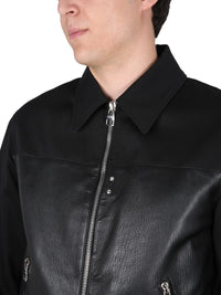 Alexander Mcqueen Men Leather Bomber Jacket